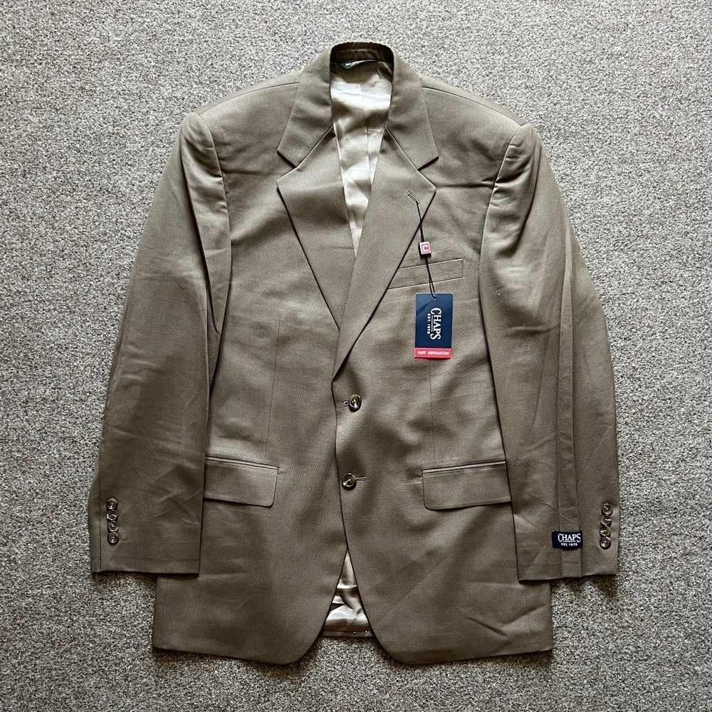 NWT Chaps Suit Separates Taupe Suit Jacket Blazer Sports Coat 100% Wool Mens 38R